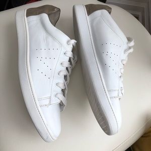 Vince Varin Leather Low-Top Sneaker, White/Woodsmoke size 10